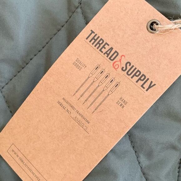 Thread & Supply Olive Green Quilted Bomber Jacket Aviator Jacket Elevated Basics - Picture 10 of 11